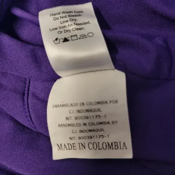 Coldwater Creek Dress Womens 6 Blue Purple Floral Sleeveless V Neck Ruched Wrap - Picture 13 of 16